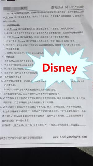 浙江XX針織有限公司與康華合作Disney驗廠